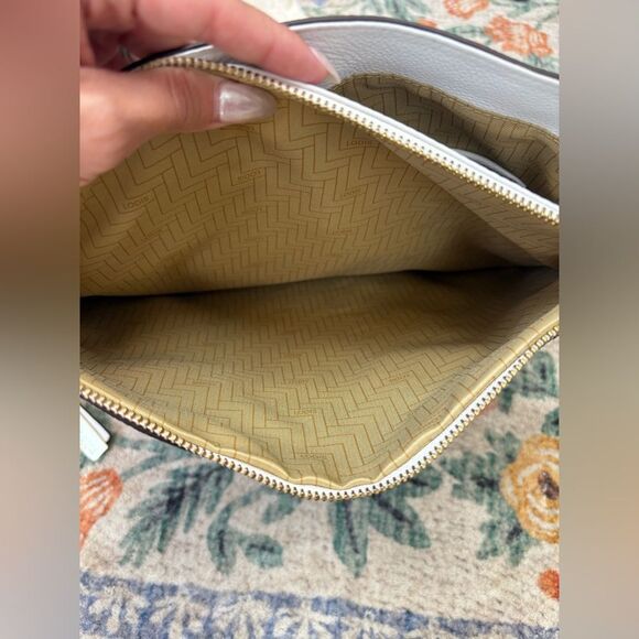 Lodis Leather Dual Zip Aviva Crossbody White Purse Bag W Dustbag - Picture 10 of 10